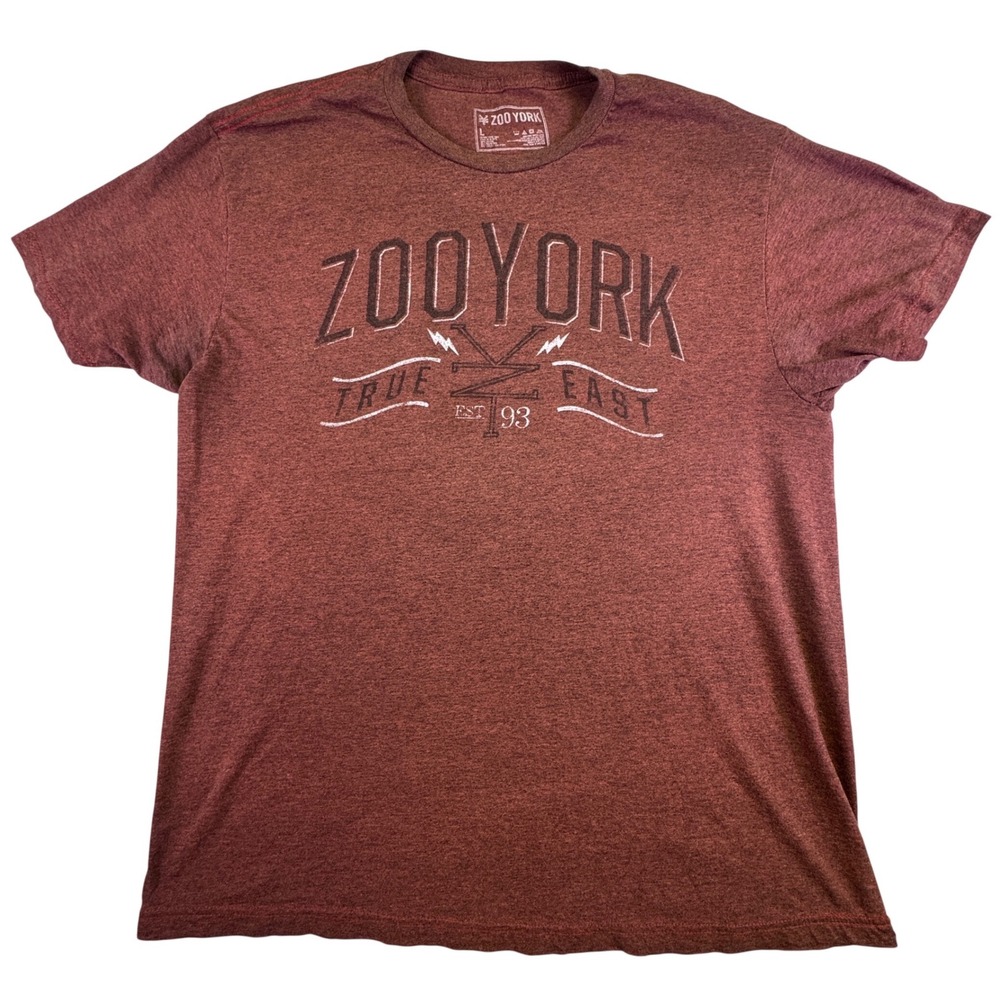 Zoo York‎ True East Graphic T-Shirt Mens Large Burgundy Heathered Short Sleeve L